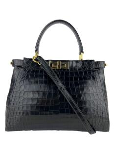 Bolsa Tiracolo Fendi Peekaboo Regular Croco Preta - FLX561