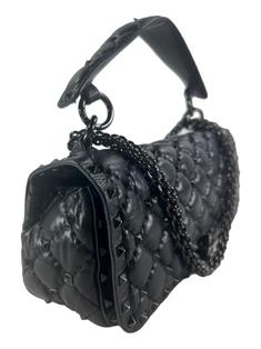 Bolsa Tiracolo Valentino Rockstud Spike Full Flap Preta - DGEA29