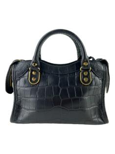Bolsa Tote Balenciaga Mini City Crocodile Embossed Metallic Edge