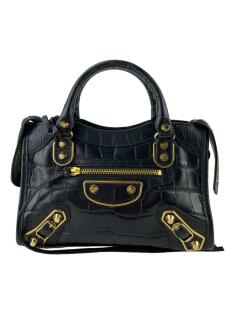 Bolsa Tote Balenciaga Mini City Crocodile Embossed Metallic Edge