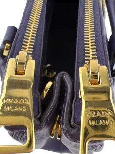 Bolsa Tote Prada Saffiano Galleria Double Zip Roxo - JPJ18