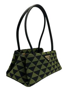 Bolsa Tote Prada Symbole Triangle Logo Verde - CLWU7 Original