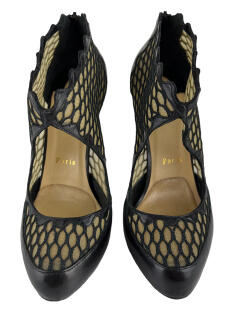 Bota Christian Louboutin Violet 120 Mesh Preta - BQB13 Original