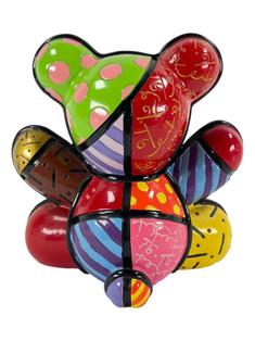 Escultura Romero Britto Ceramica Love Bear Colorido - CRKN70