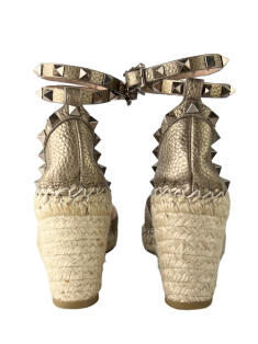 Espadrille Valentino Rockstud Ankle Wrap Dourada - CJVS41 Original