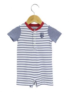 Romper Ralph Lauren Listras Azul e Branco - Baby Buys Brasil