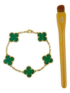 Pulseira Van Cleef & Arpels Ouro Malachite 5 Motifs Vintage