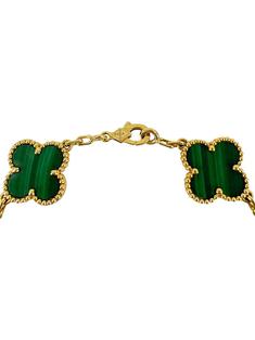 Pulseira Van Cleef & Arpels Ouro Malachite 5 Motifs Vintage