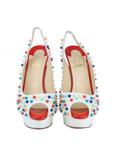 Sandália Christian Louboutin Lady Peep Sling Multi Spikes - SZ950