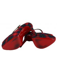 Sapato Christian Louboutin Bana Tartan Xadrez AZM21 Original