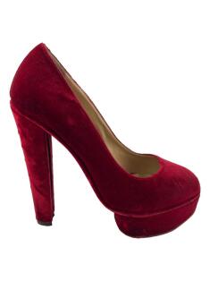 Sapato de Salto Charlotte Olympia Veludo Vermelho - KM44 Original