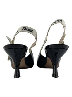 Sapato de Salto Christian Dior J'Adior Slingback Verniz Preto
