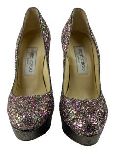 Sapato de Salto Jimmy Choo Glitter Colorido - ZZ815 Original