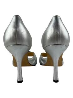 Sapato de Salto Manolo Blahnik D'orsay Peep Toe Cinza - LBL251