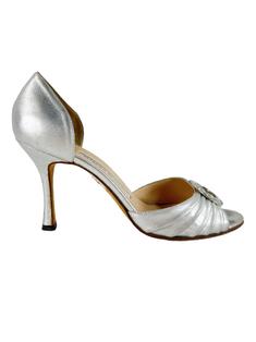 MANOLO BLAHNIK シューホーン シルバー Scarpin Manolo Blahnik Couro Prateado - DAKD3 Original | Etiqueta