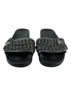 Slide Chanel CC Chains Preto - DFV12 Original | Etiqueta Única