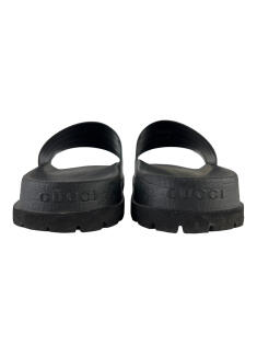 Slide Gucci Rubber Web Preta - CHHI2 Original | Etiqueta Única