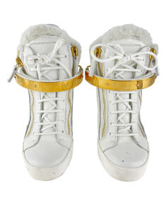 Tênis Giuseppe Zanotti Coby Wedge Fur Branco - DOL338 Original