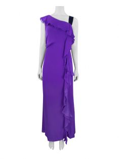 Vestido CH Carolina Herrera Babados Seda Roxo