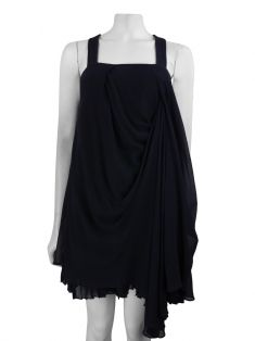 Vestido Le Lis Blanc Chiffon Seda Azul Marinho