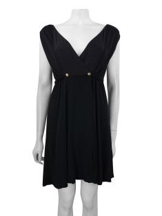 Vestido Louis Vuitton Seda Drapeado Preto Original - IHG154