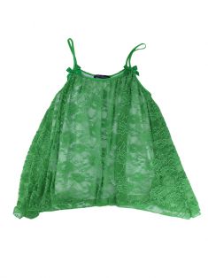Vestido Miss Bluemarine Jeans Renda Verde Infantil