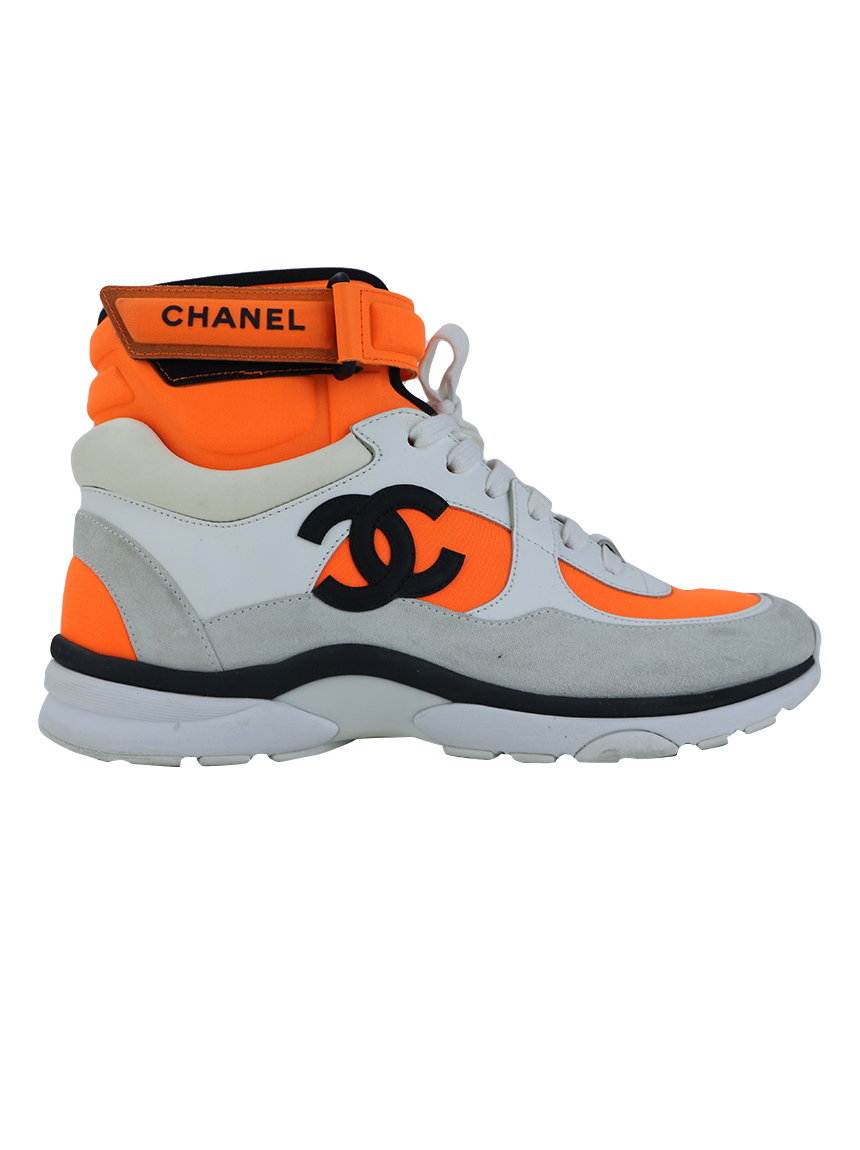 Orange Chanel Neon High Top Sneakers Chanel High Top Sneakers