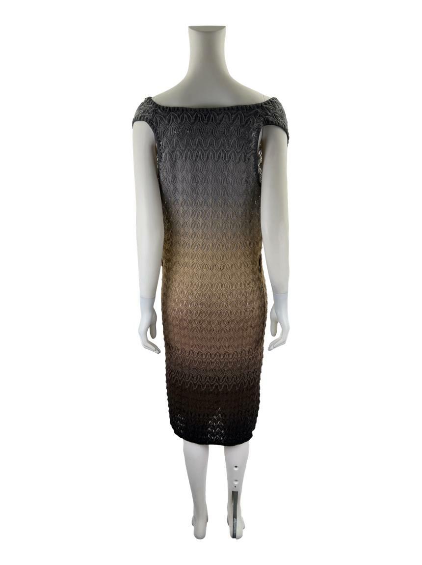 Robe Missoni En Tricot - Couleur Orange/beige - Taille 42/6 - Manches Courtes - Neuf Avec étiquettes