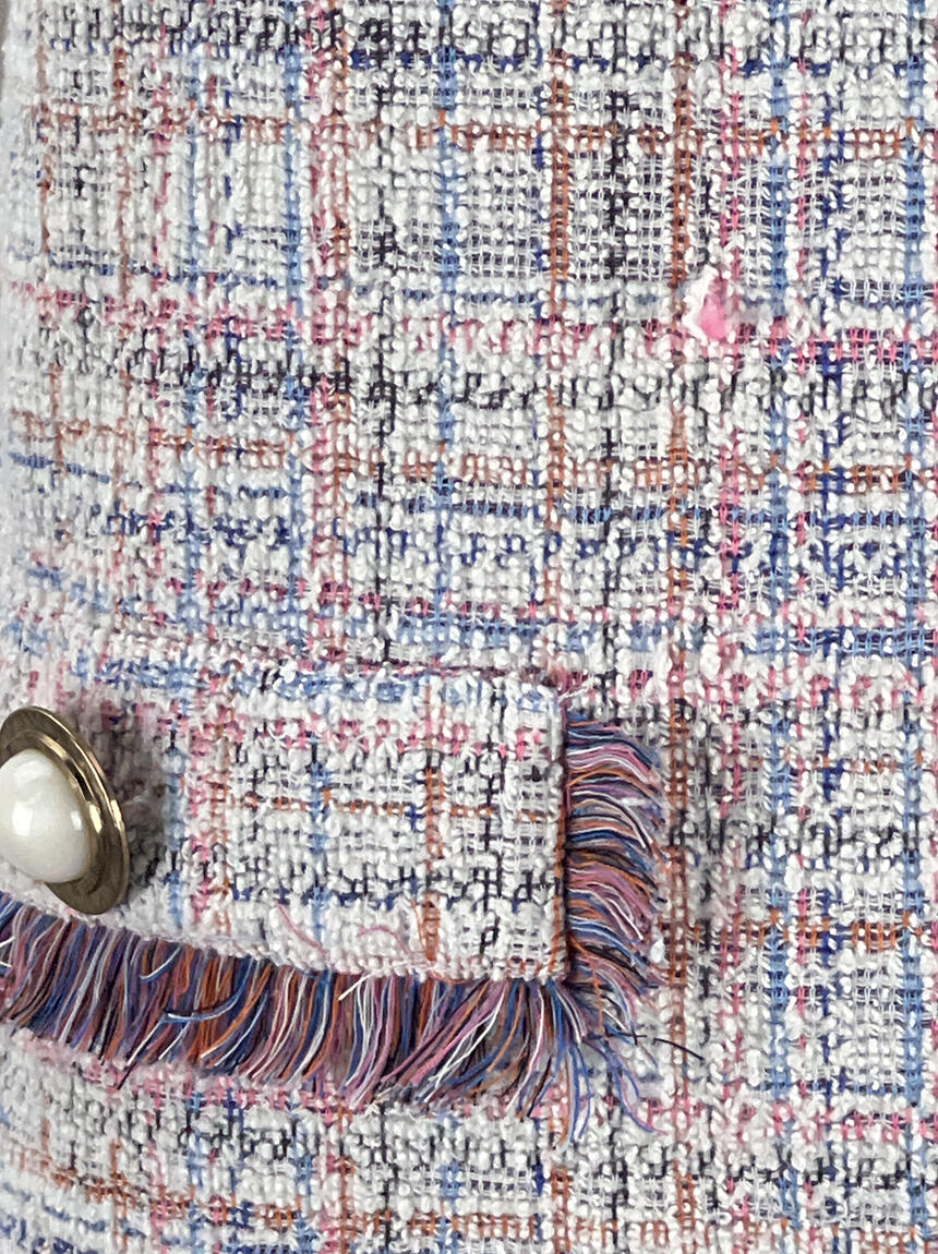 Blazer Tweed Zara Rose Multicolore - Boutons Strass - Taille S (RU 8) - Neuf Avec étiquettes