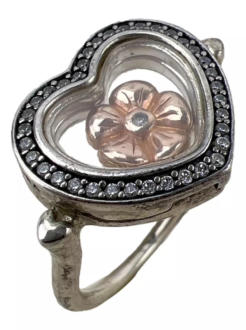 Anel Pandora Floating Locket Coração Prata UOX80 Original
