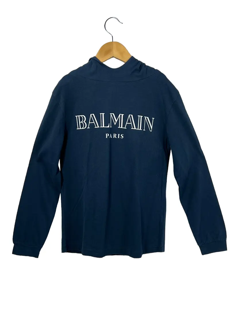 Blusa Balmain Logo Azul BCH7416 Original Etiqueta Única