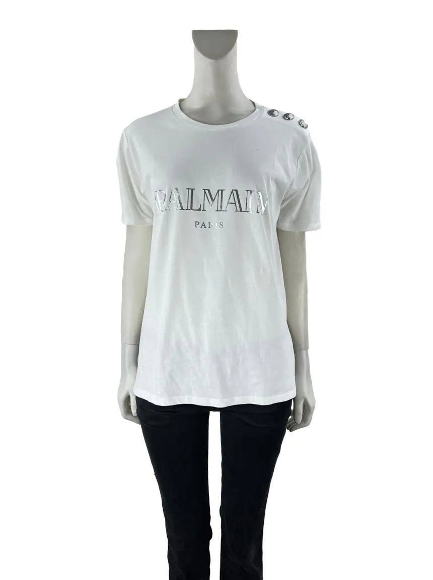 Blusa Balmain Tecido Branco CBY955 Original Etiqueta Única