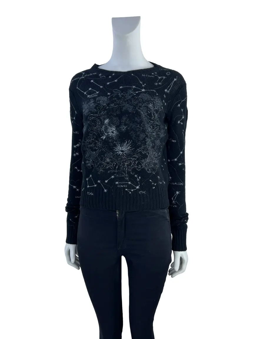 Blusa Christian Dior Bordado Preto GWF571 Original Etiqueta Única