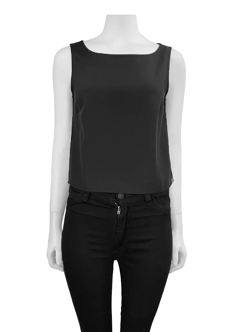 Boat Neck Tank Top Black