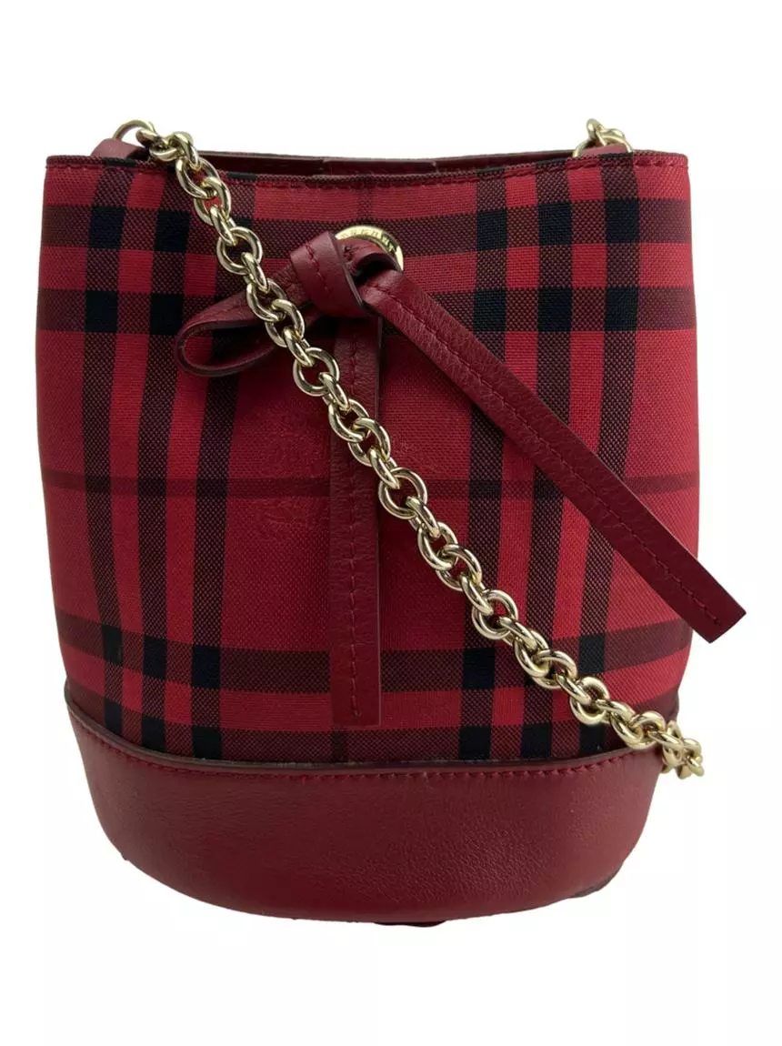 Bolsa Bucket Burberry Horseferry Check Vermelha Original AWU3085