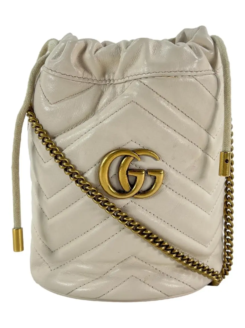 Bolsa Bucket Gucci Marmont Branca JMJ550 Original Etiqueta Única