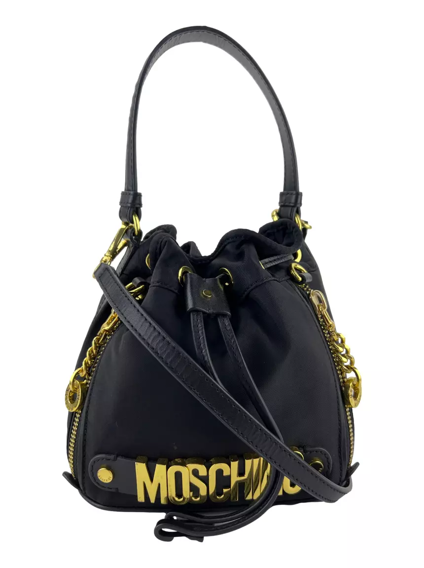 Bolsa Bucket Moschino Nylon Preta - XZY15 Original | Etiqueta Única