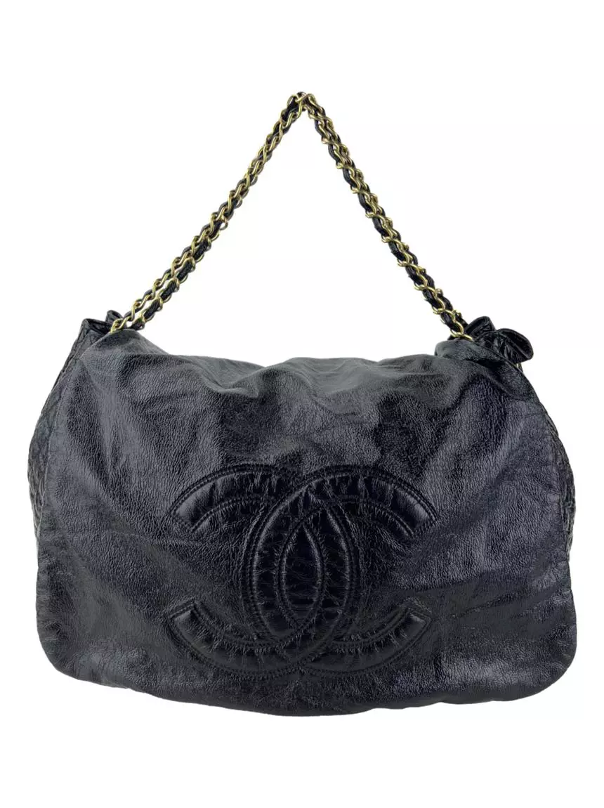 Chanel Black Vinyl Rock & Chain Flap Bag