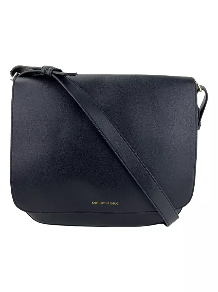 Bolsa com Alça Emporio Armani Flap PVC Preta - BIFM2 Original