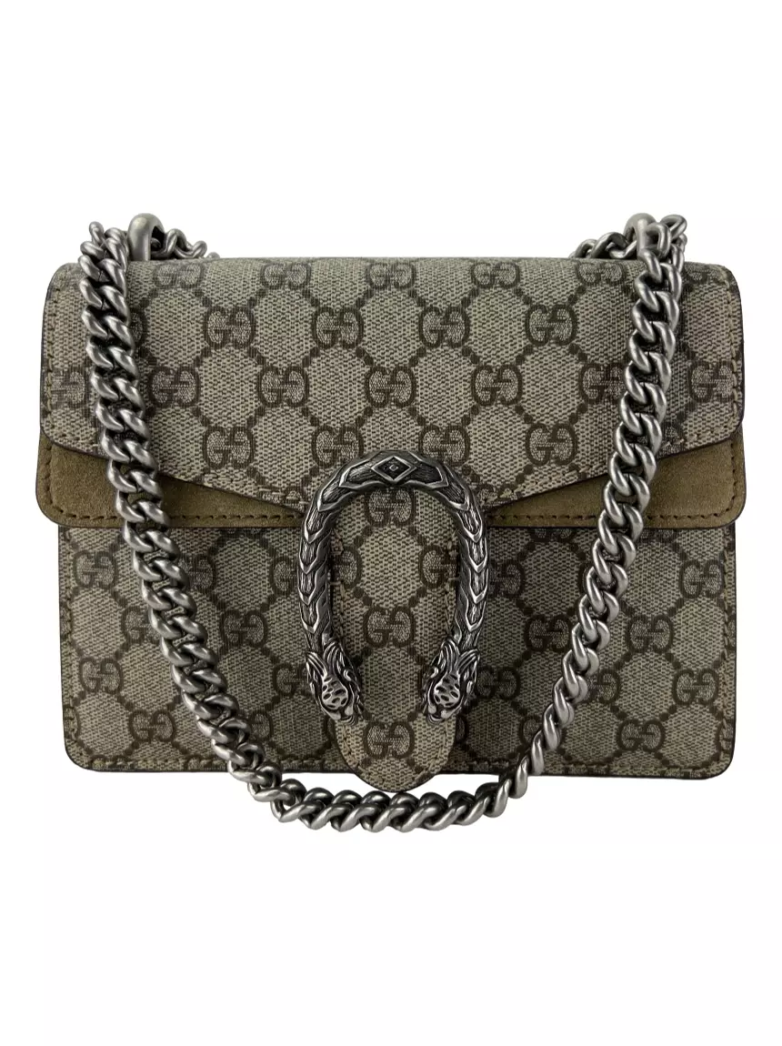 Bolsa com Alça Gucci Dionysus Mini GG Supreme Monogram Marrom