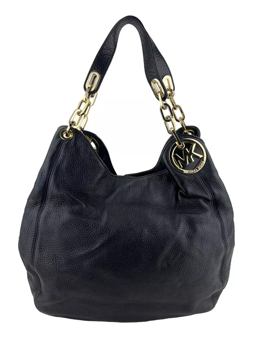 Bolsa com Alça Michael Kors Fulton Couro Preto Original - AGDK1 | Etiqueta  Única