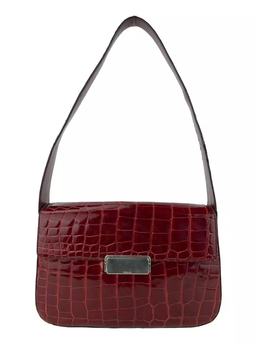 Bolsa com Alça Prada Croco Vermelha Vintage - CK206 Original