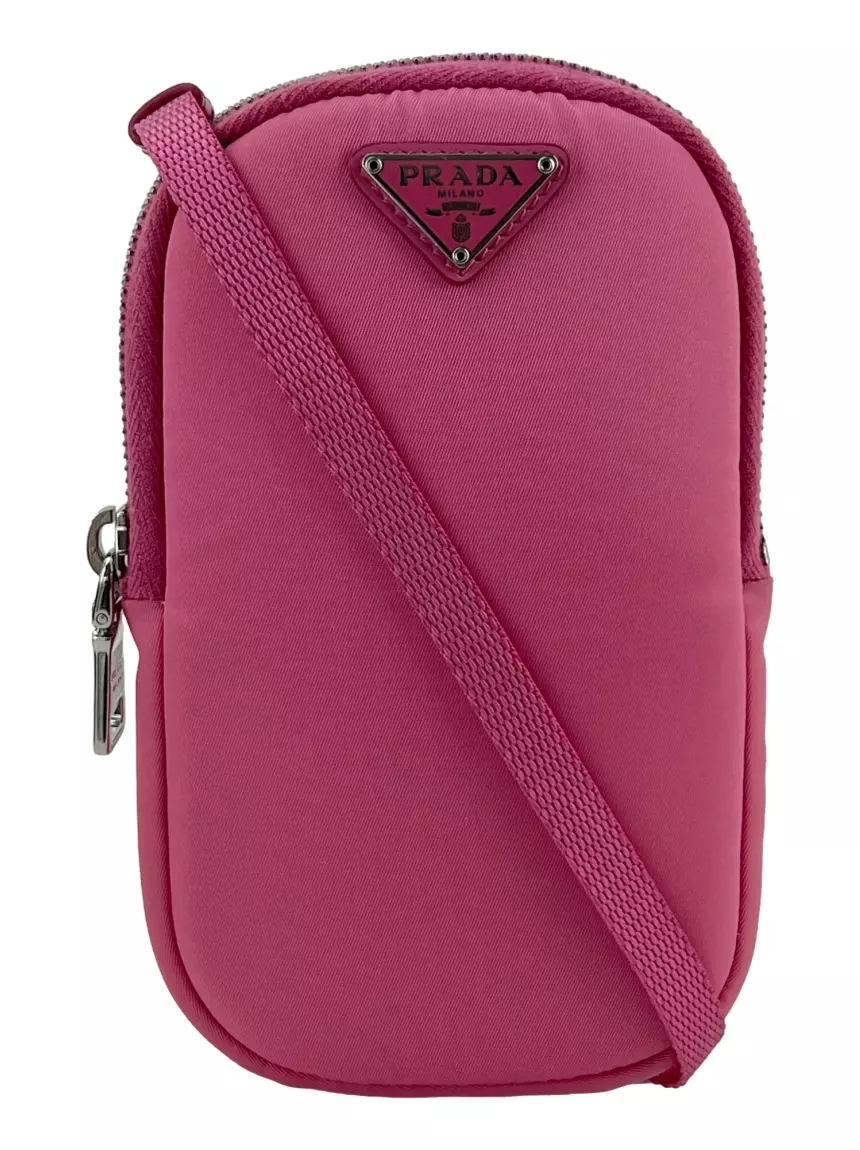 Bolsa com Alça Prada Zip Phone Nylon Rosa Original - AFKT31 | Etiqueta Única