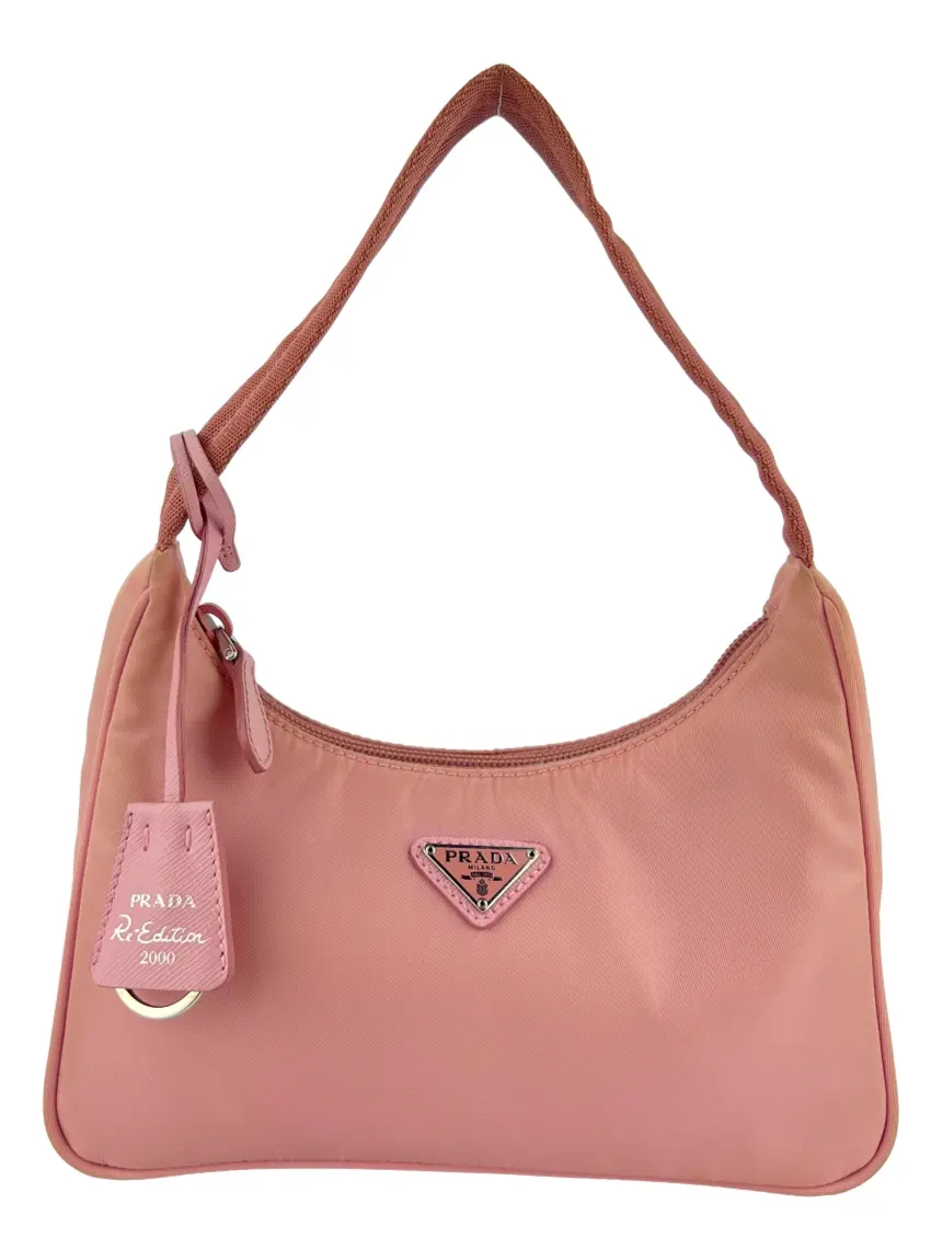 バッグ prada 90s 00s hobo nylon shoulder bag Bolsa Hobo Prada Re-Edition 2000 Rosa - CDQ33 Original | Etiqueta