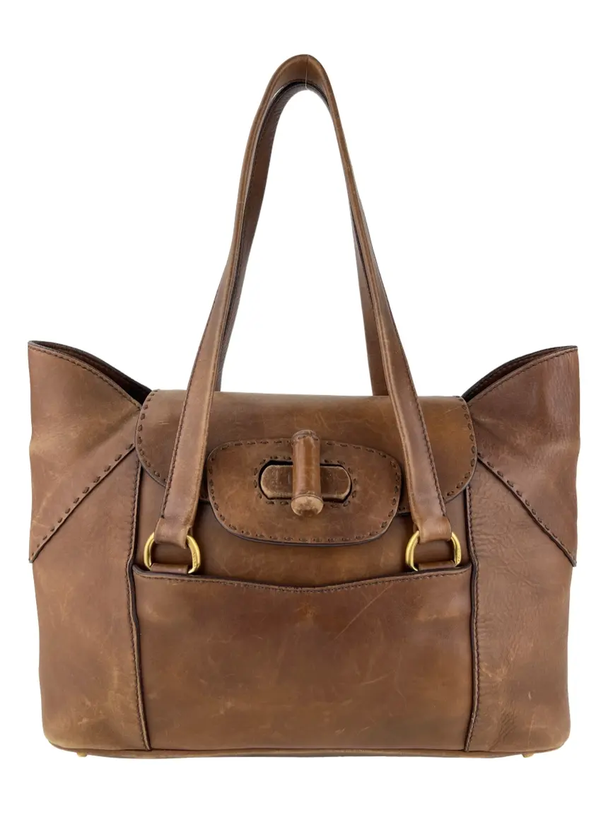 ＊handmade＊no.291 Bolsa Tote Prada Vintage Turnlock Marrom - IQS118 Original