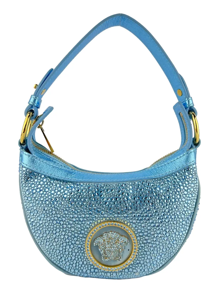 Bolsa Hobo Versace x Dua Lipa Repeat Mini Azul - CNUO11 Original