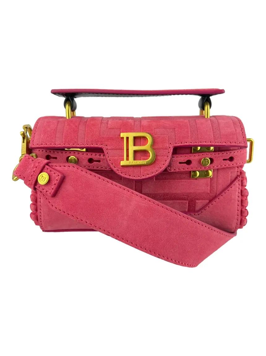 Bolsa Tiracolo Balmain B-Buzz 19 Camurça Rosa - FCK60 Original