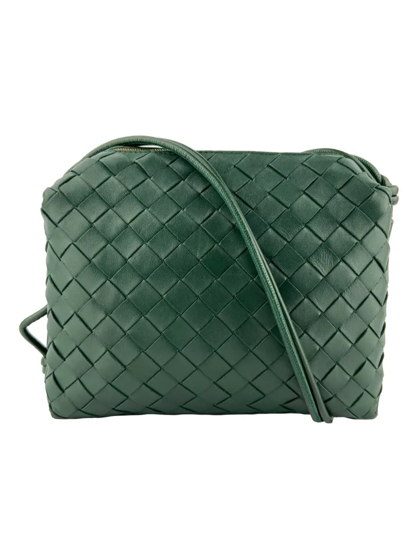 Bolsa Tiracolo Bottega Veneta Loop Camera Bag Intrecciato Verde
