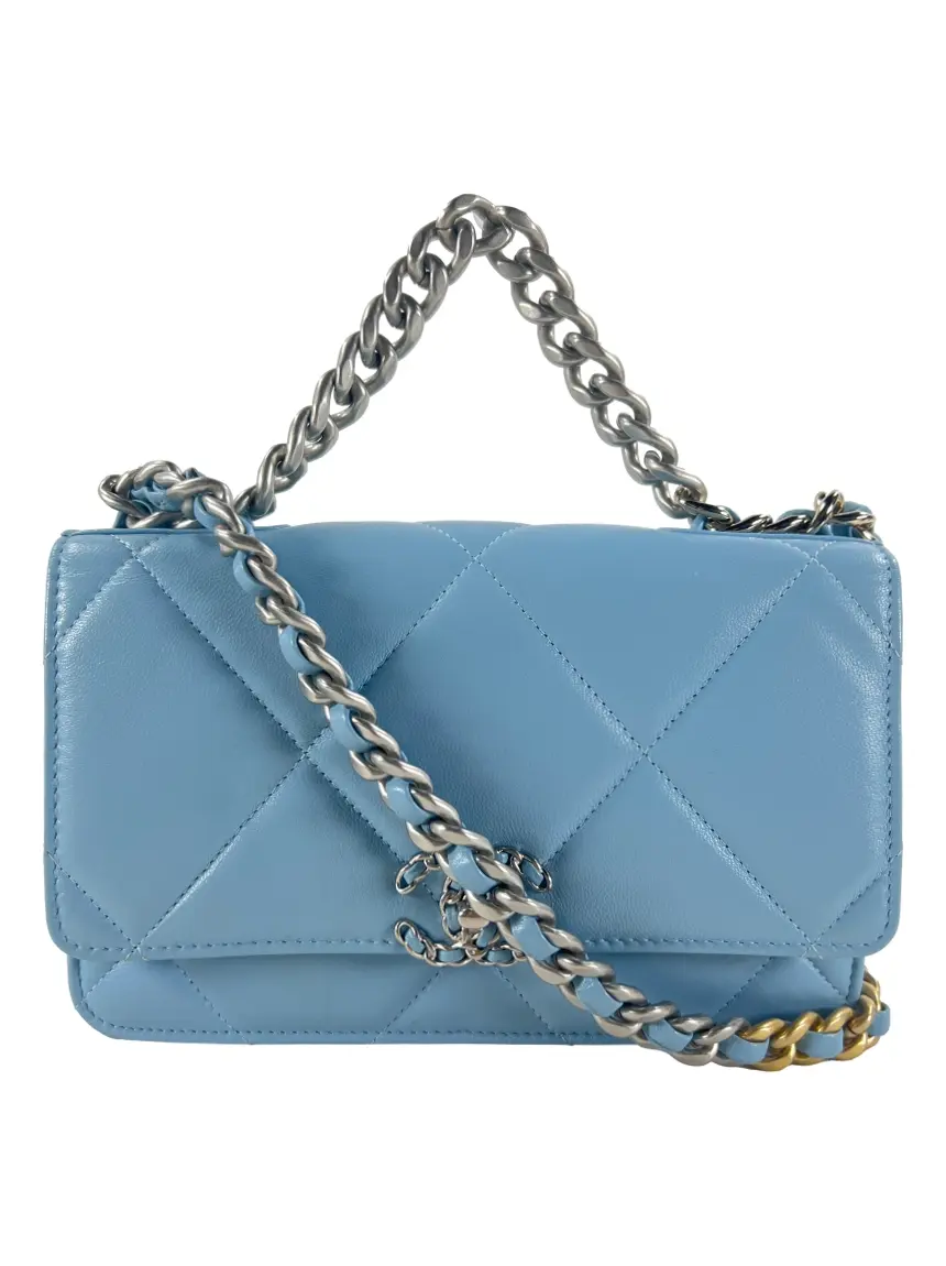 Bolsa Tiracolo Chanel 19 Wallet on Chain Azul - CXKO1 Original