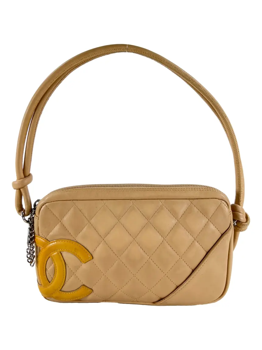 Bolsa Tiracolo Chanel Cambon Pochette Bege Vintage PEB49